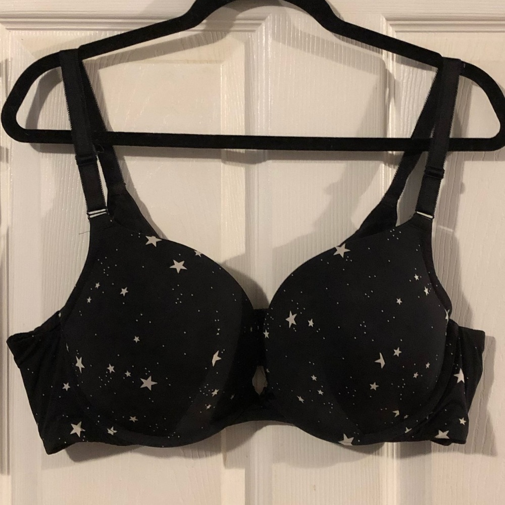 Torrid Push-Up Plunge 360° Back Smoothing Bra, Black w/Stars, 40D
